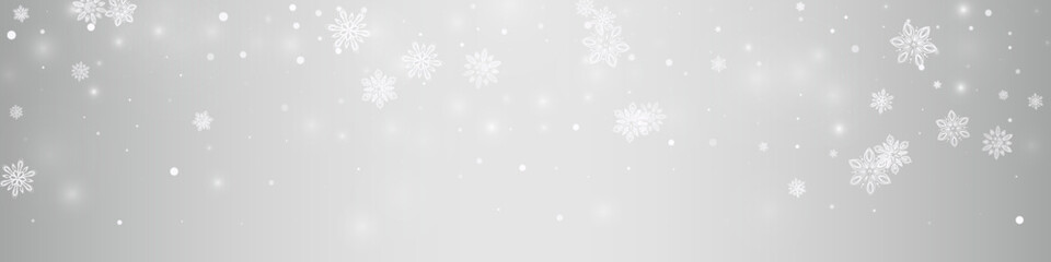 Fototapeta na wymiar Winter Snowfall Vector Silver Panoramic