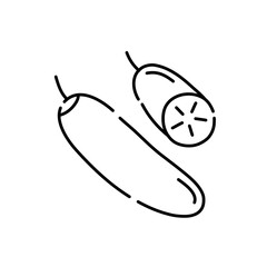 Cucumber doodle icon. Hand drawn black sketch. Vector Illustration.