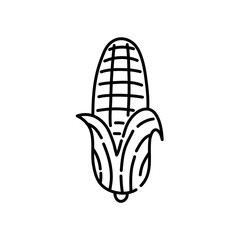 Corn doodle icon. Hand drawn black sketch. Vector Illustration.