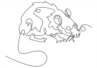  Rat continuous .One single line drawing. sign.