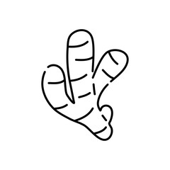 Ginger doodle icon. Hand drawn black sketch. Vector Illustration.