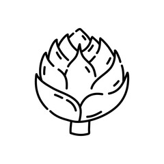 Artichoke doodle icon. Hand drawn black sketch. Vector Illustration.