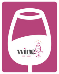 Logo for wine store or cellar with glass background.	
