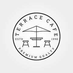 terrace cafe emblem logo vector illustration design