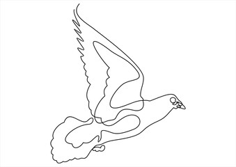 One line dove flies design silhouette.