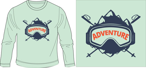 SNOW ADVENTURE t-shirt graphic design vector illustration
