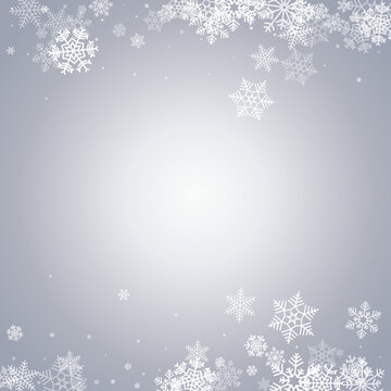 Silver Snow Vector Gray Background. Sky White