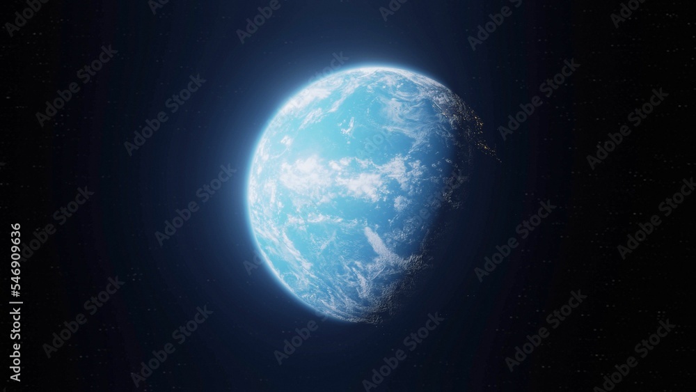 Poster nightly planet earth in dark outer space. civilization. elements of this image furnished by nasa