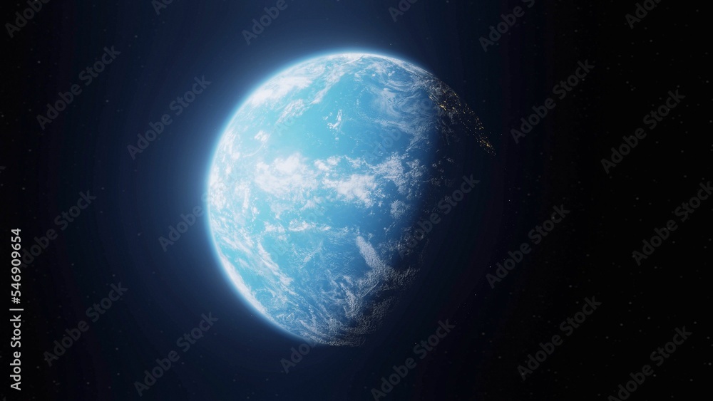 Poster planet earth in dark outer space. civilization. elements of this image furnished by nasa