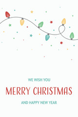 Hand drawn Christmas lights - greeting card. Vector illustration