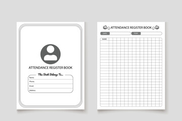 Attendance register kdp interior log book design