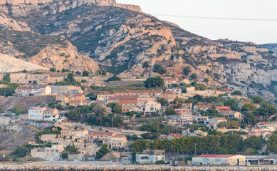 Fototapeta premium houses on the half mountain marseilie france