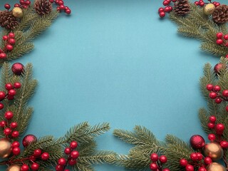 Fototapeta na wymiar Christmas light blue background