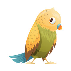 Parrot Bird with Bright Feathers and Beak as Home Pet Animal Vector Illustration