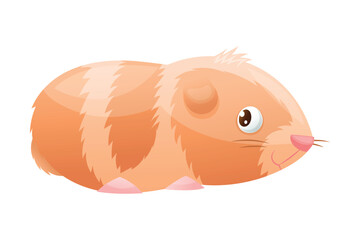 Brown Furry Guinea Pig with Cute Snout as Home Pet Animal Vector Illustration