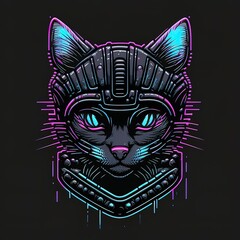Cat Cyberpunk Silhouette Illustration for tshirt, esport logo