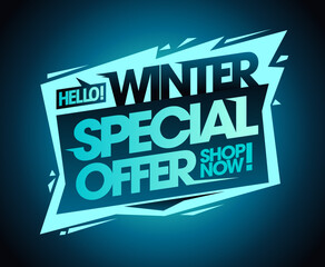 Winter special offer, sale banner template