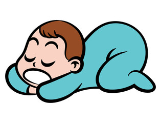 Cartoon illustration of Adorable baby sleeping with rest well at daytime. Best for sticker, logo, and mascot with family themes