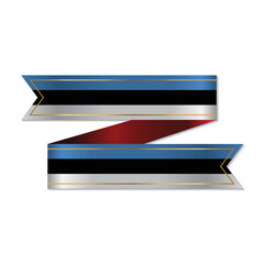 Made in Estonia, badge or label with flag isolated on white background. Vector illustration.