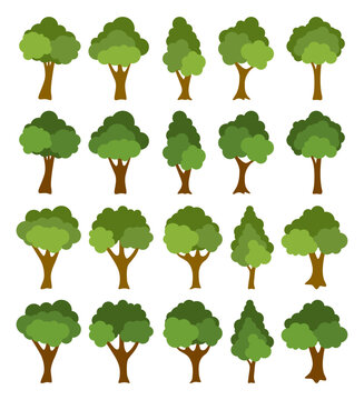 Set of hand drawn trees