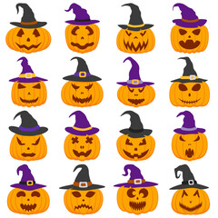 Set of Ghost with hat isolated on white background