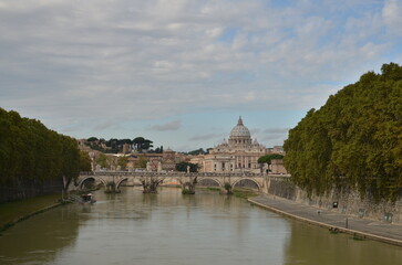 Tiber River Bridge rome Italy Panorama vatican 