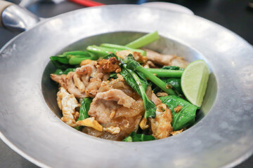 stir fried noodles with pork and vegetable or noodles