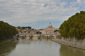 Tiber River Bridge rome Italy Panorama vatican 