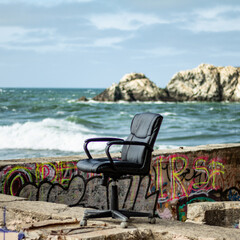 Office chair by the sea