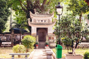 Scenic view of a small Taoism shrine found in the Quan Thanh temple in Vietnam