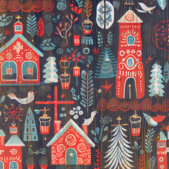 Christmas pattern for greeting cards