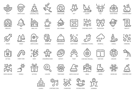 Christmas and New Year Icons Set