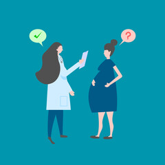 The doctor gives advice to pregnant women in terms of knowledge.