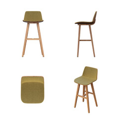 chair isolated on white background, interior furniture, 3D illustration, cg render