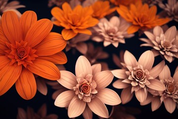 Obraz na płótnie Canvas Autumn fall bouquet of beautiful orange and fall colored flowers. 