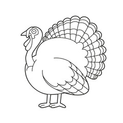 Easy coloring cartoon vector illustration of a turkey