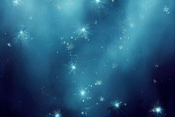 Fototapeta na wymiar Abstract dreamy blue star filled sky background. Dreamy illustration with stars. Stars against a blue backdrop. Great as wallpaper or for use in your art projects.