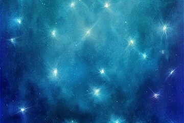 Abstract dreamy blue star filled sky background. Dreamy illustration with stars. Stars against a blue backdrop. Great as wallpaper or for use in your art projects.