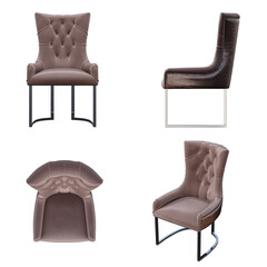 chair isolate on a transparent background, interior furniture, 3D illustration, cg render