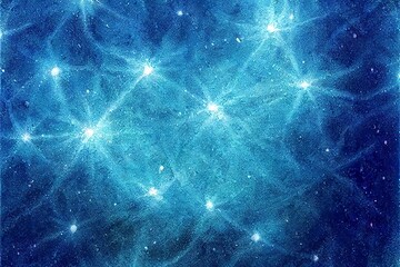 Abstract dreamy blue star filled sky background. Dreamy illustration with stars. Stars against a blue backdrop. Great as wallpaper or for use in your art projects.