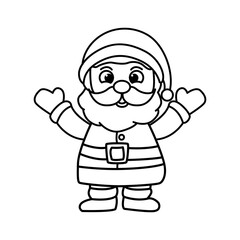 Cute santa claus cartoon characters vector illustration. For kids coloring book.