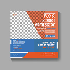 Kids education admission social media post, education advertisement & trendy school web banner template