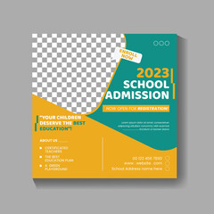 Kids education admission social media post, education advertisement & trendy school web banner template