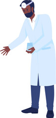 Upset doctor semi flat color raster character. Posing figure. Full body person on white. Trying to reassure and support simple cartoon style illustration for web graphic design and animation