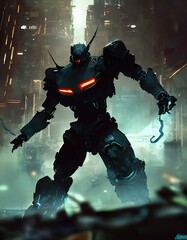 Fototapeta premium Giant armored metal robot 