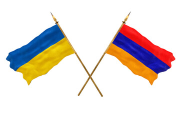 Background for designers. National Day. National flags  of Ukraine and Armenia