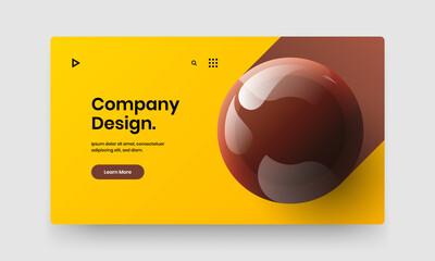 Trendy horizontal cover design vector template. Bright 3D balls website concept.