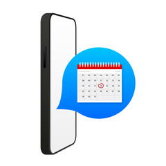 Mobile phone Calendar with important deadline date. Event appointment concept. Online scheduled agenda on cellphone modern design. Vector illustration.