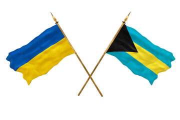 Background for designers. National Day. National flags  of Ukraine and Bahamas