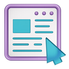 Obraz premium Window and cursor 3D illustration 